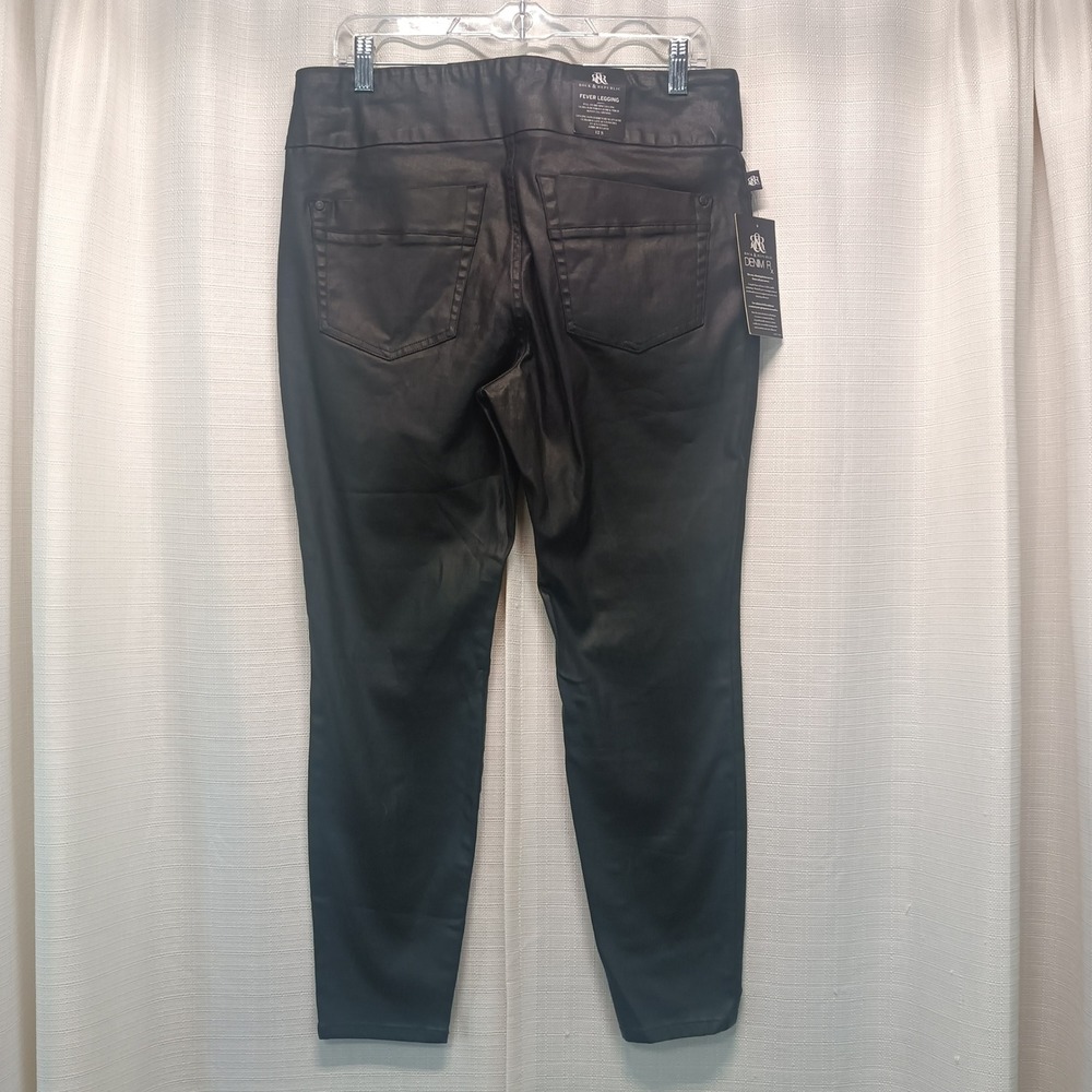 Rock & Republic Fever Legging Black Coated Denim Rx Pull On Skinny Pants 12S NEW - Picture 7 of 8